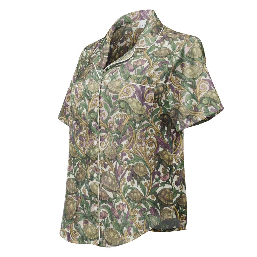 Tortoise Conservatory on Women's Short Sleeve Pajama Top — Left Front