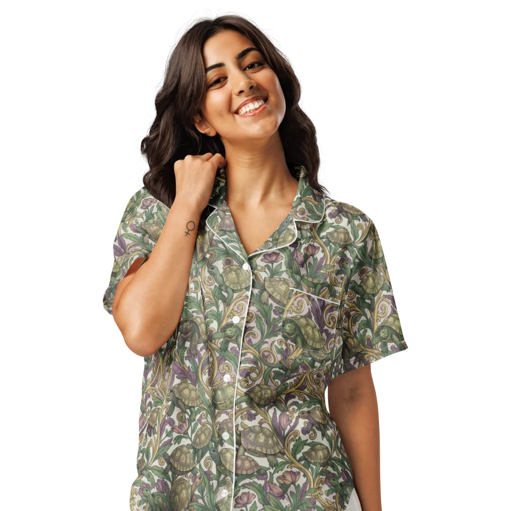 Tortoise Conservatory on Women's Short Sleeve Pajama Top — Front
