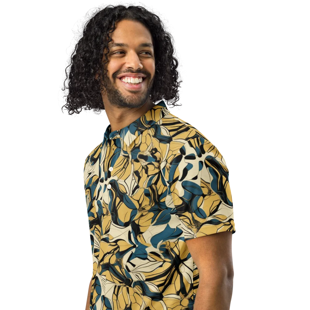 Indigo Marigold on Men's Slim Fit Polo Shirt — Left Front