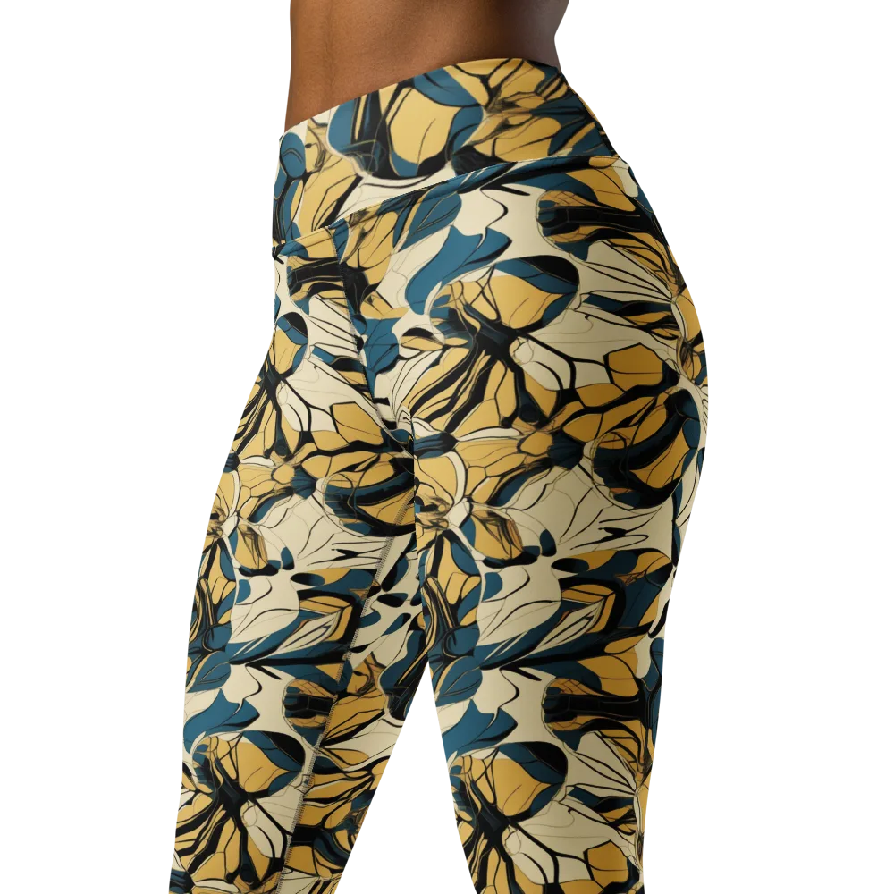 Indigo Marigold on Yoga Leggings — Left Front