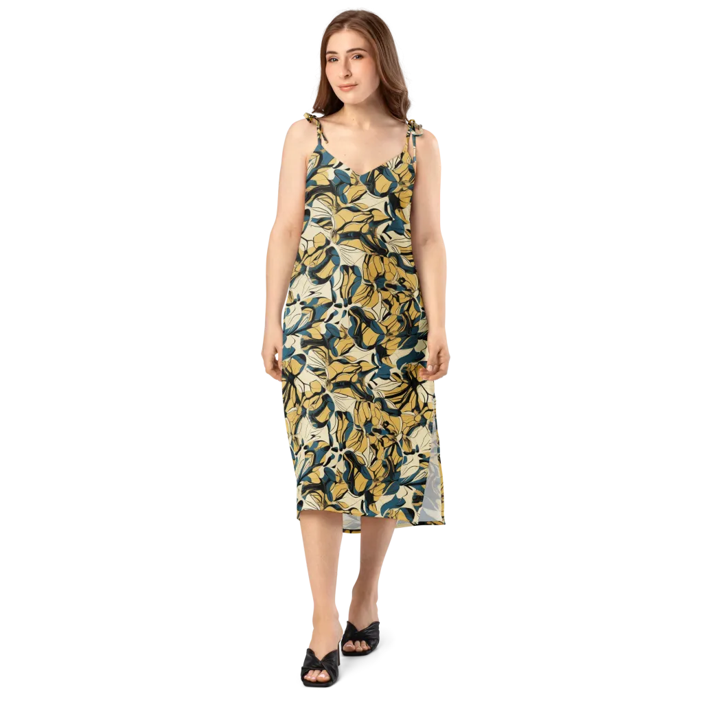 Indigo Marigold on Slip Dress — Front