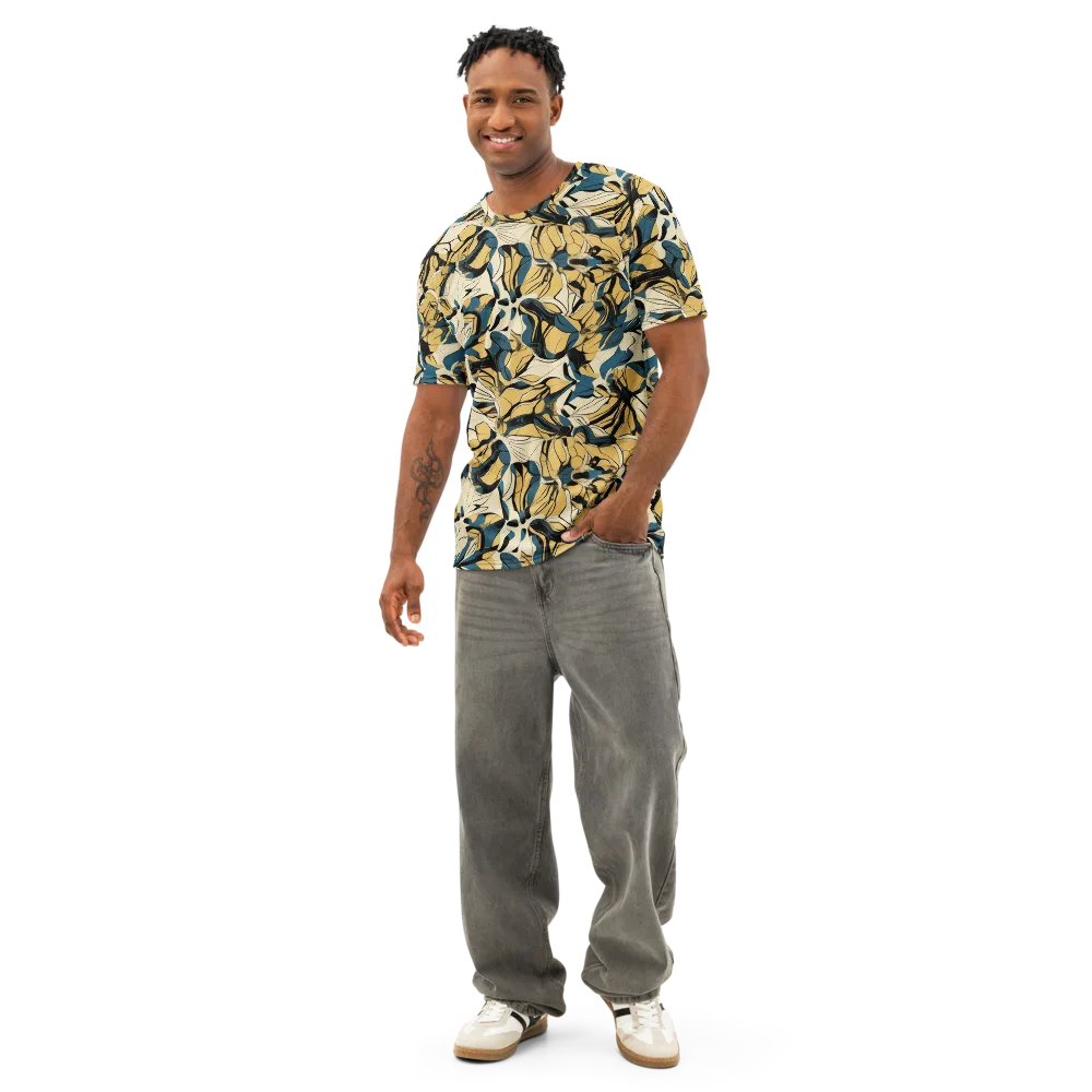 Indigo Marigold on Men's Cotton Crew Neck T-Shirt — Front