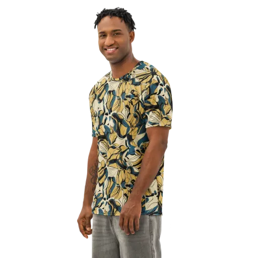 Indigo Marigold on a Men's Cotton Crew Neck T-Shirt