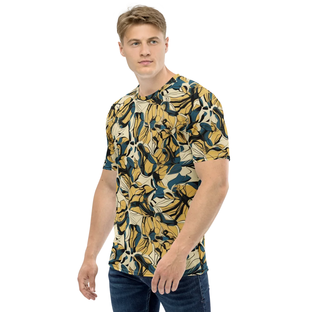 Indigo Marigold on Men's Crew Neck T-Shirt — Left