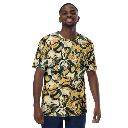 Indigo Marigold on a Men's Crew Neck T-Shirt