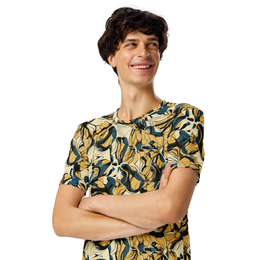 Indigo Marigold on Men's Crew Neck T-Shirt — Left Front