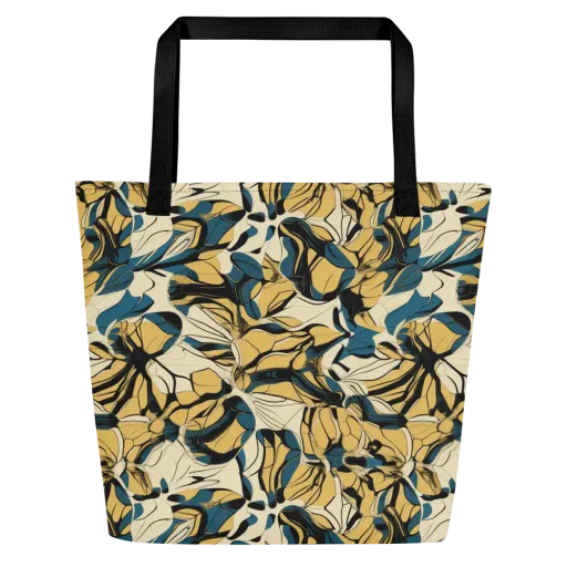 Indigo Marigold on a Large Tote Bag W/ Pocket