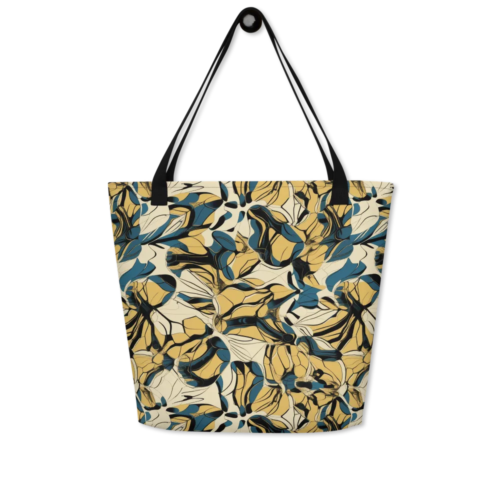 Indigo Marigold on Large Tote Bag W/ Pocket — Front