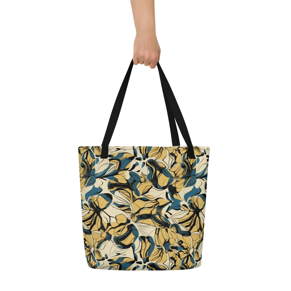 Indigo Marigold on Large Tote Bag W/ Pocket — Front