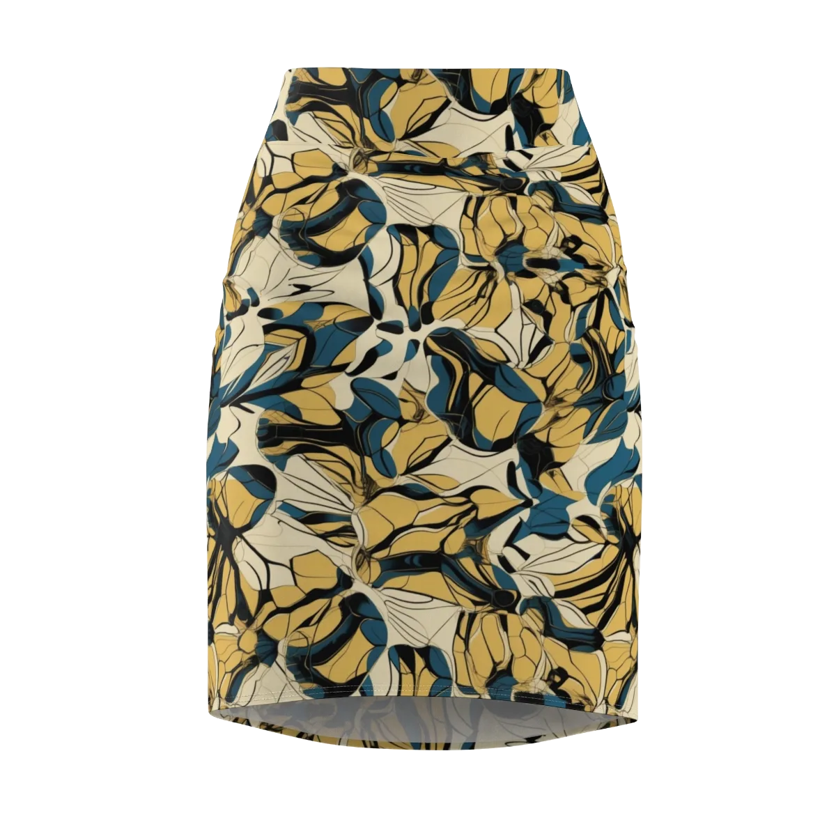 Indigo Marigold on Pencil Skirt — Front