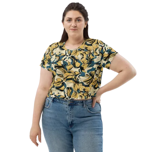 Indigo Marigold on a Crop Tee