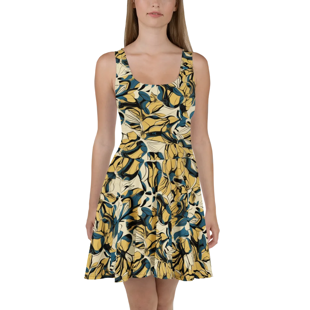 Indigo Marigold on Skater Dress — Front
