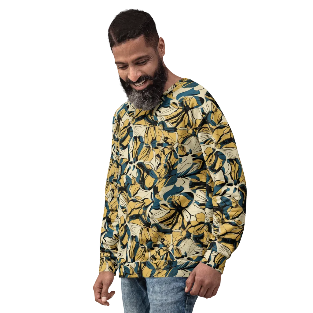 Indigo Marigold on Sweatshirt — Left Front