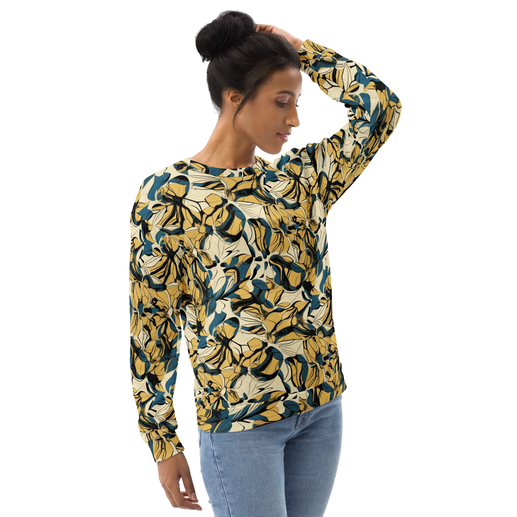 Indigo Marigold on Sweatshirt — Right Front