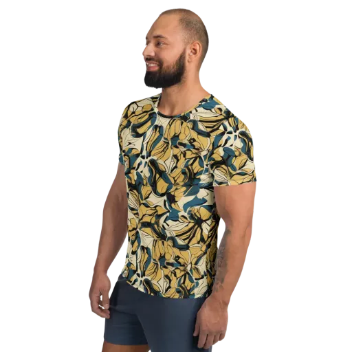 Indigo Marigold on a Men's Athletic T-Shirt
