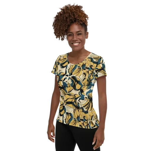 Indigo Marigold on a Women's Athletic T-Shirt