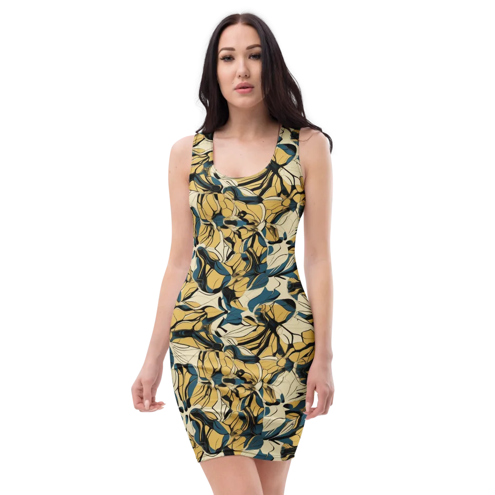 Indigo Marigold on Bodycon Dress — Front
