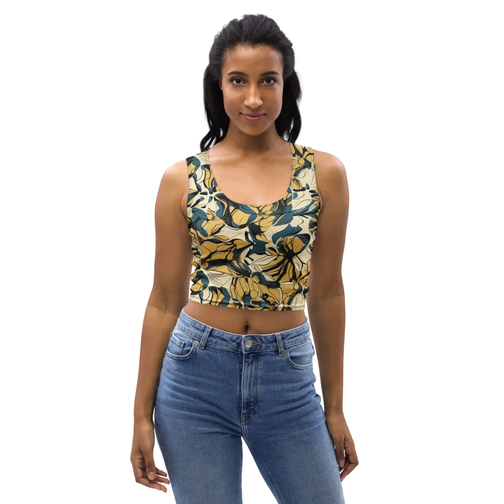Indigo Marigold on Crop Top — Front
