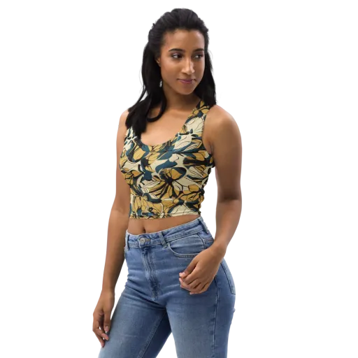 Indigo Marigold on a Crop Top