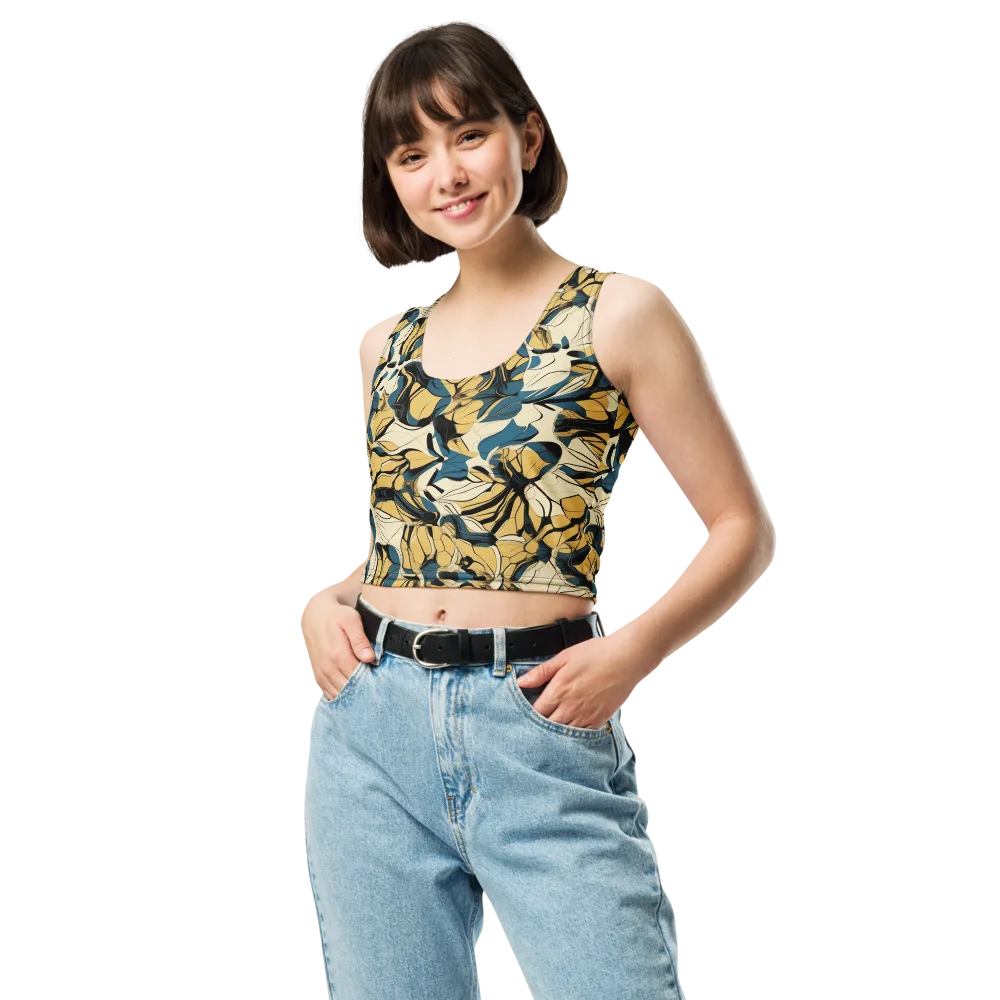 Indigo Marigold on Crop Top — Front