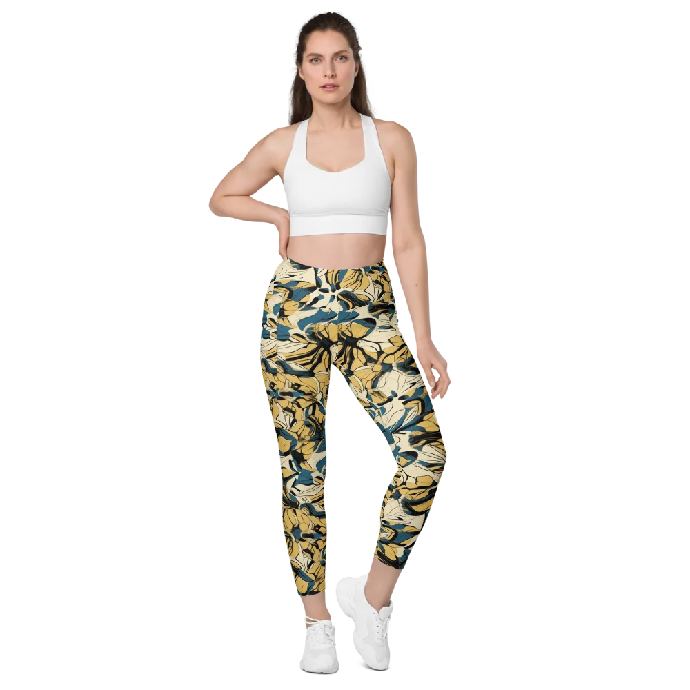 Indigo Marigold on Leggings with Pockets — Front