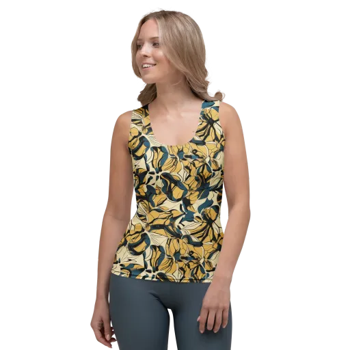 Indigo Marigold on a Women's Tank Top