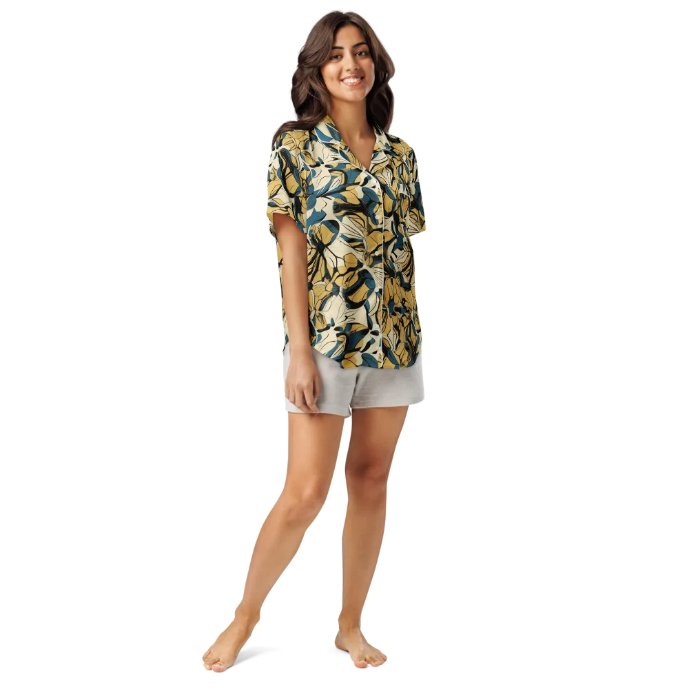 Indigo Marigold on Women's Short Sleeve Pajama Top — Front