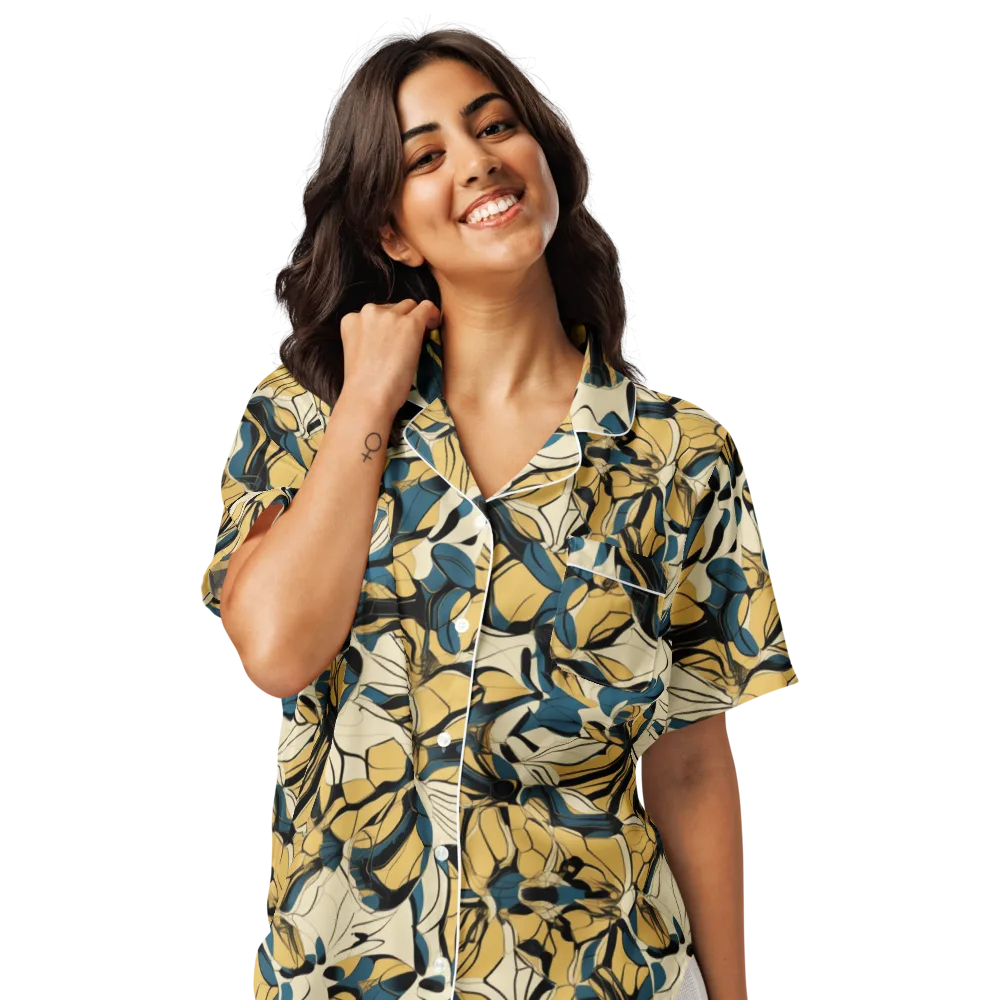 Indigo Marigold on Women's Short Sleeve Pajama Top — Front