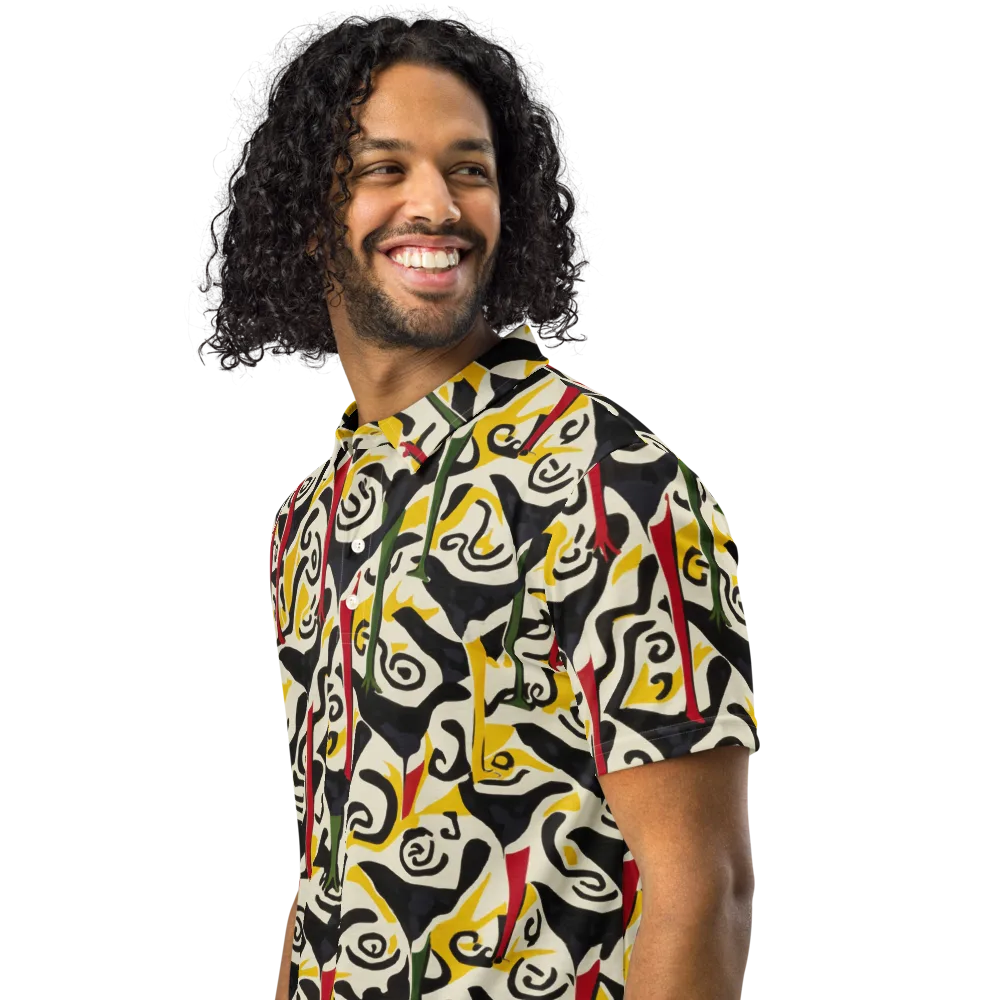 Inkblot Menagerie on Men's Slim Fit Polo Shirt — Left Front