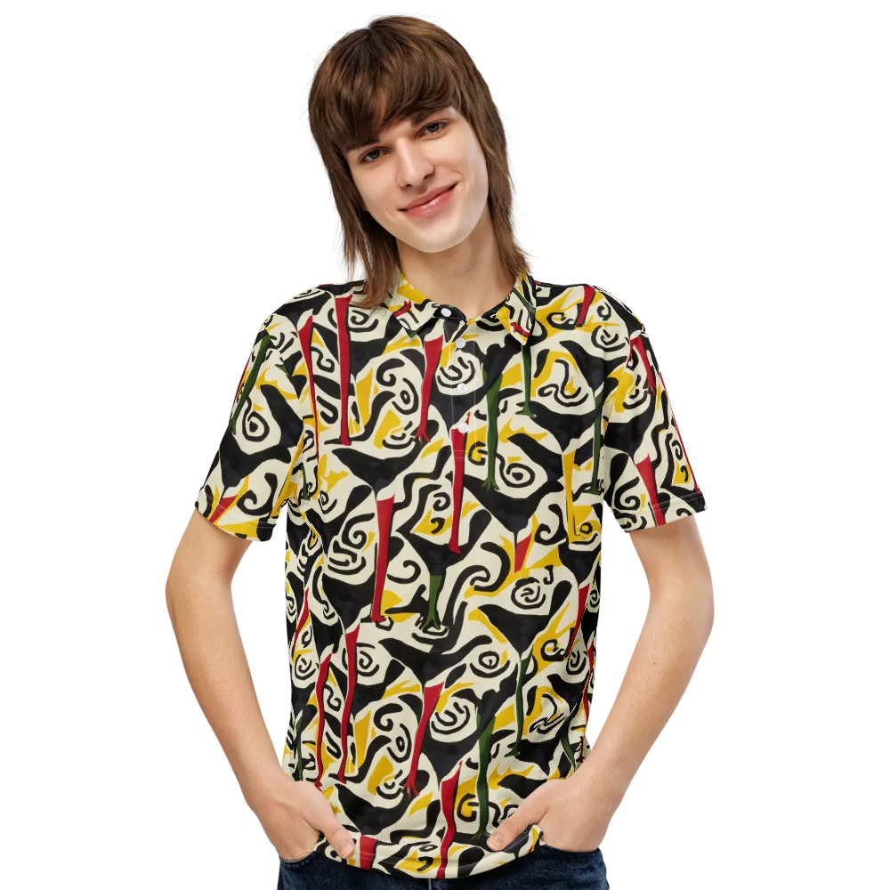 Inkblot Menagerie on Men's Slim Fit Polo Shirt — Front