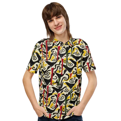Inkblot Menagerie on a Men's Slim Fit Polo Shirt