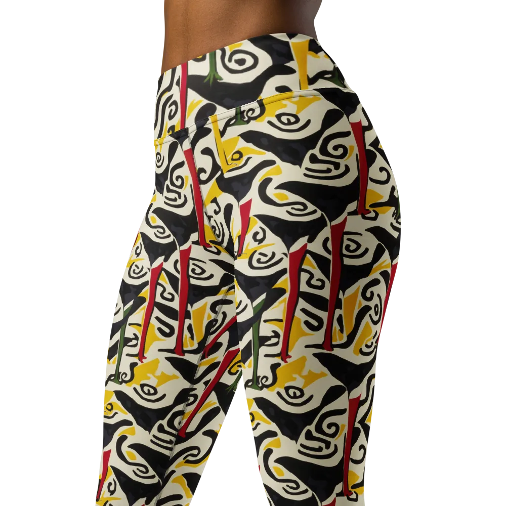 Inkblot Menagerie on Yoga Leggings — Left Front