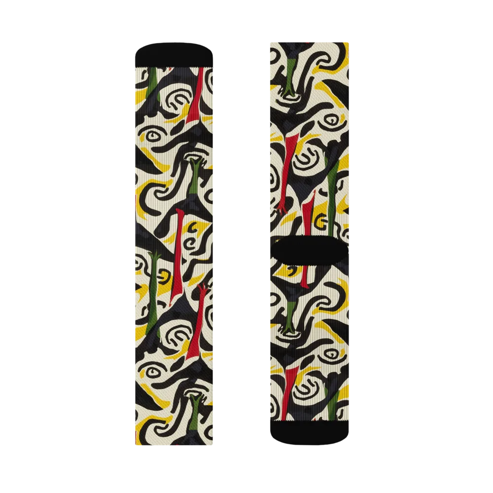 Inkblot Menagerie on Socks — Left Sock