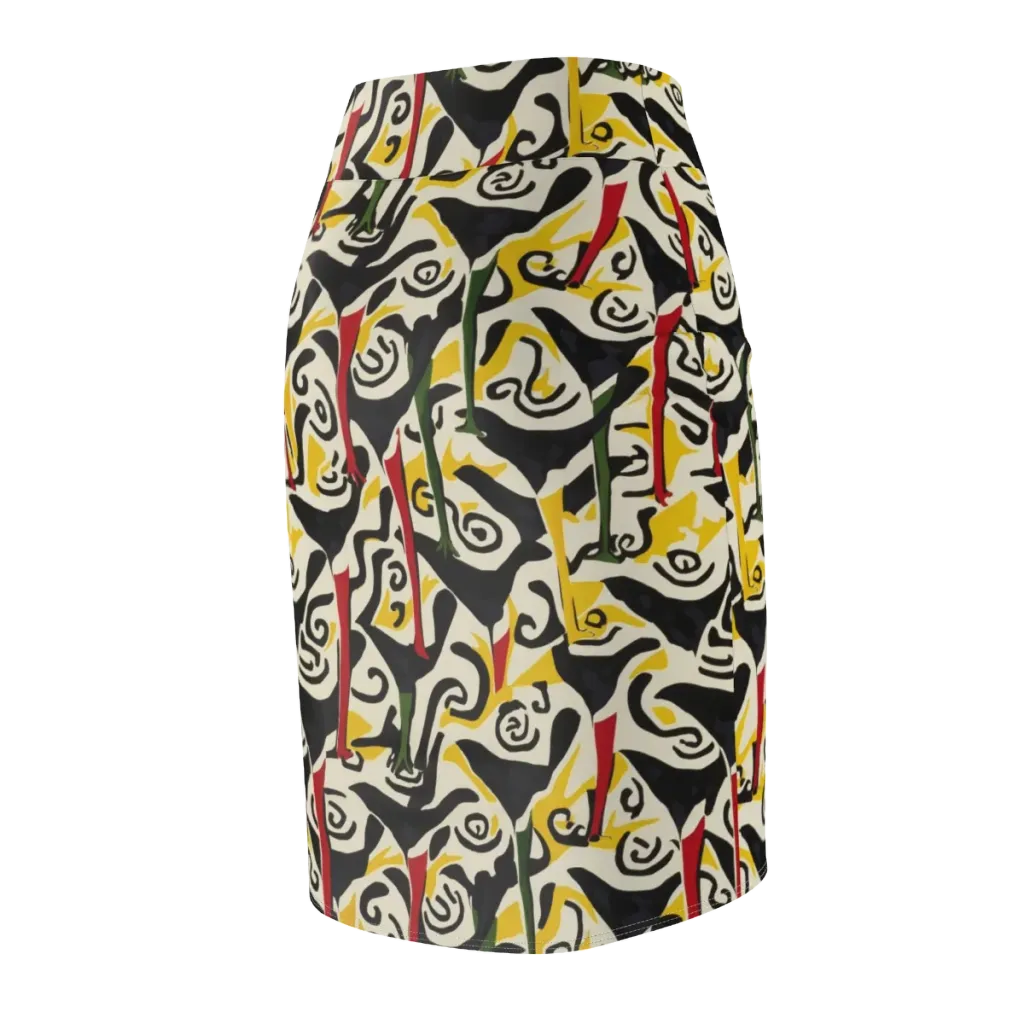 Inkblot Menagerie on Pencil Skirt — Back Side