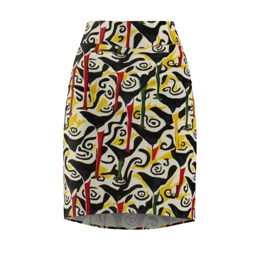Inkblot Menagerie on a Pencil Skirt