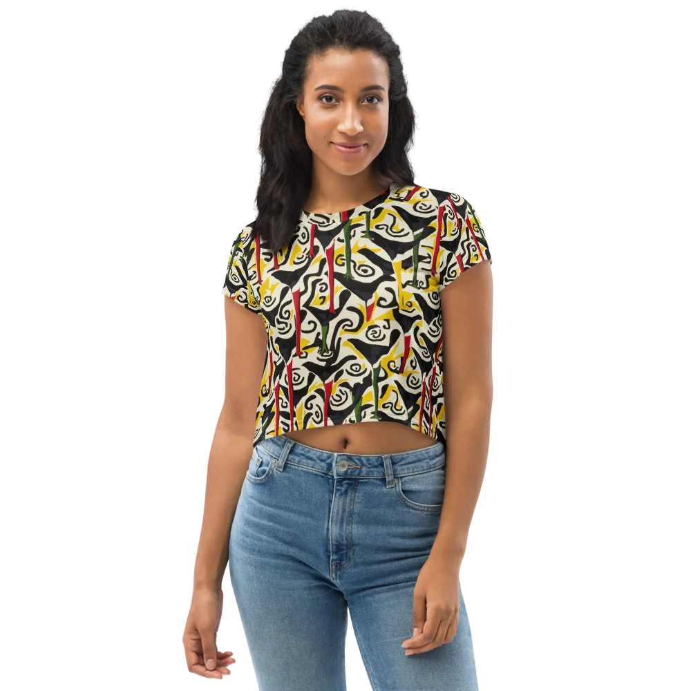 Inkblot Menagerie on Crop Tee — Front