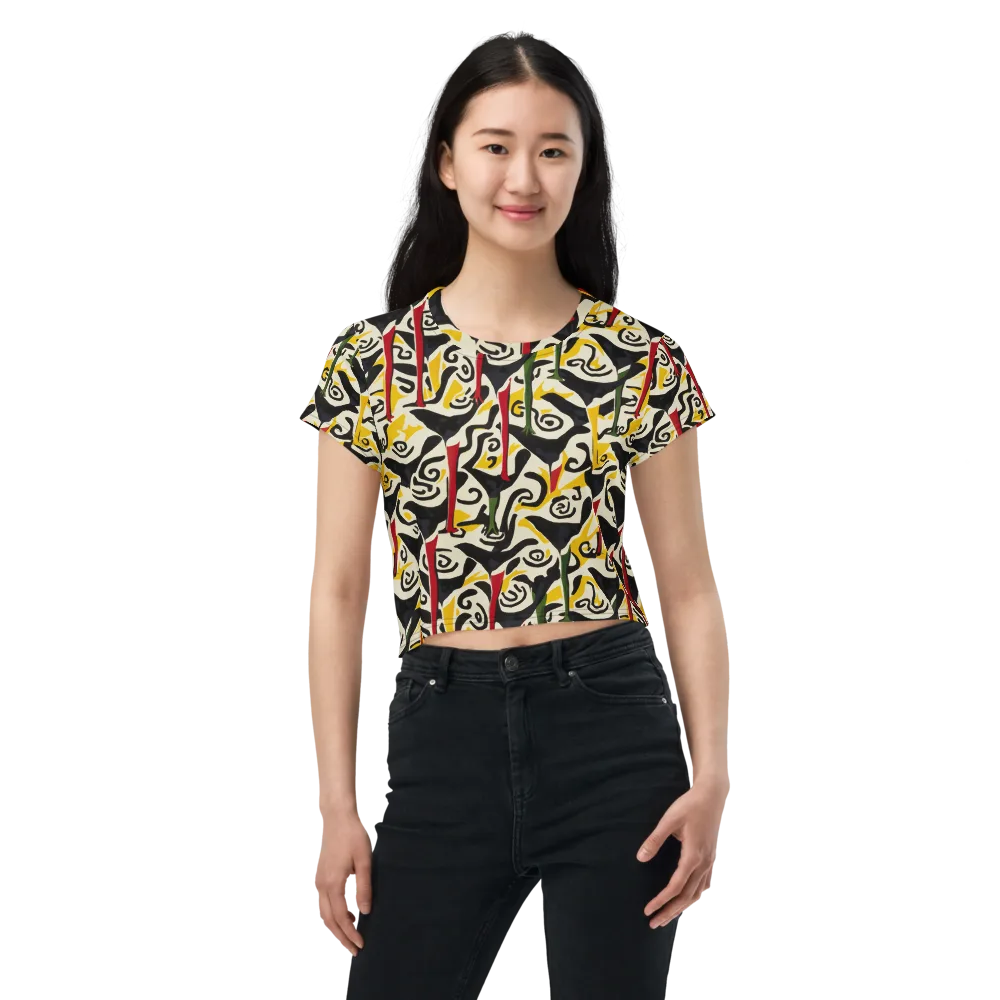 Inkblot Menagerie on Crop Tee — Front