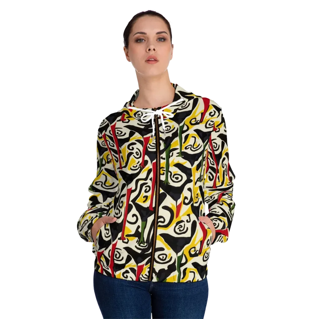 Inkblot Menagerie on Women's Full-Zip Hoodie — Front On Person