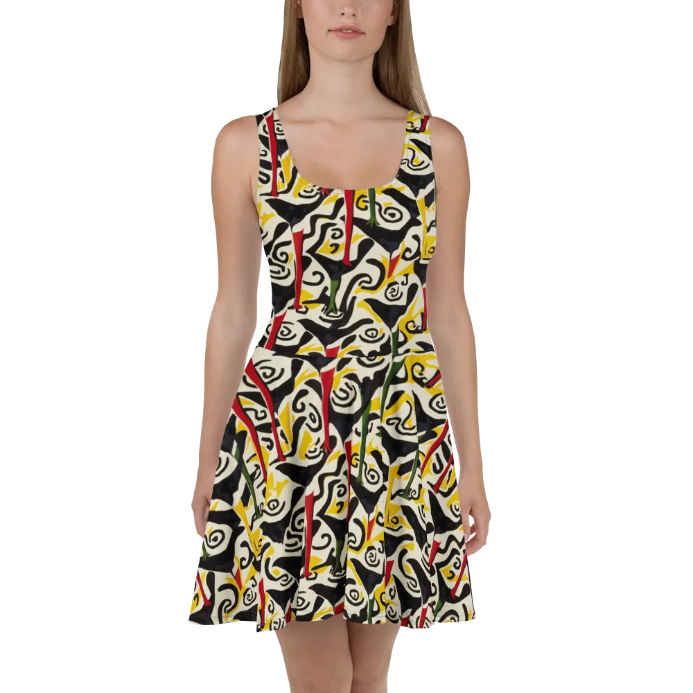 Inkblot Menagerie on Skater Dress — Front