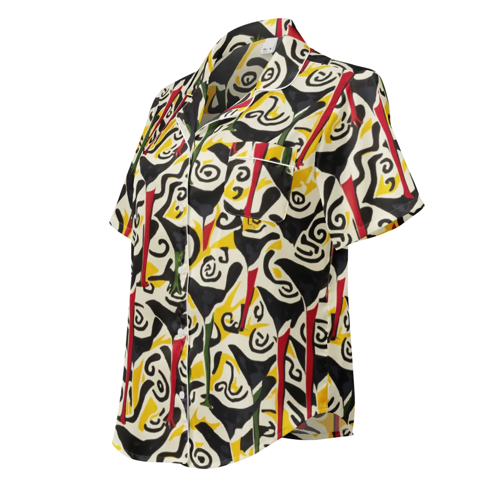 Inkblot Menagerie on Women's Short Sleeve Pajama Top — Left Front