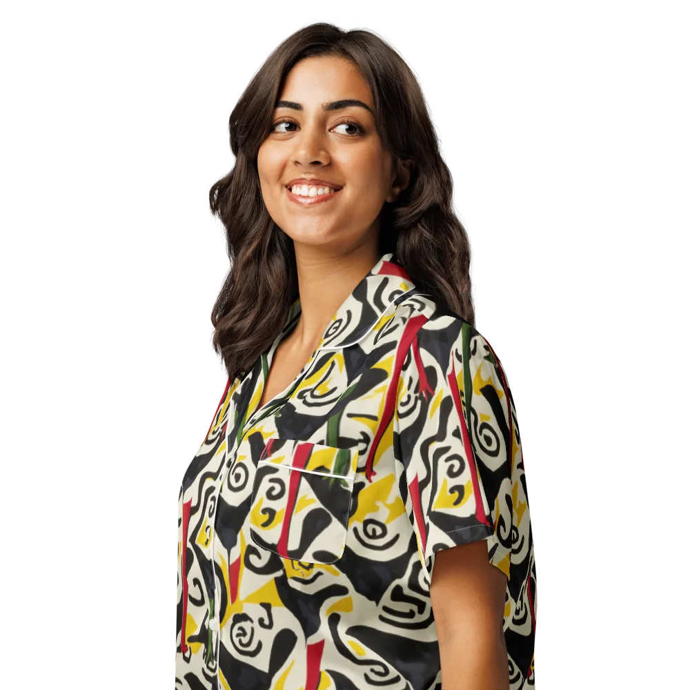 Inkblot Menagerie on Women's Short Sleeve Pajama Top — Left Front