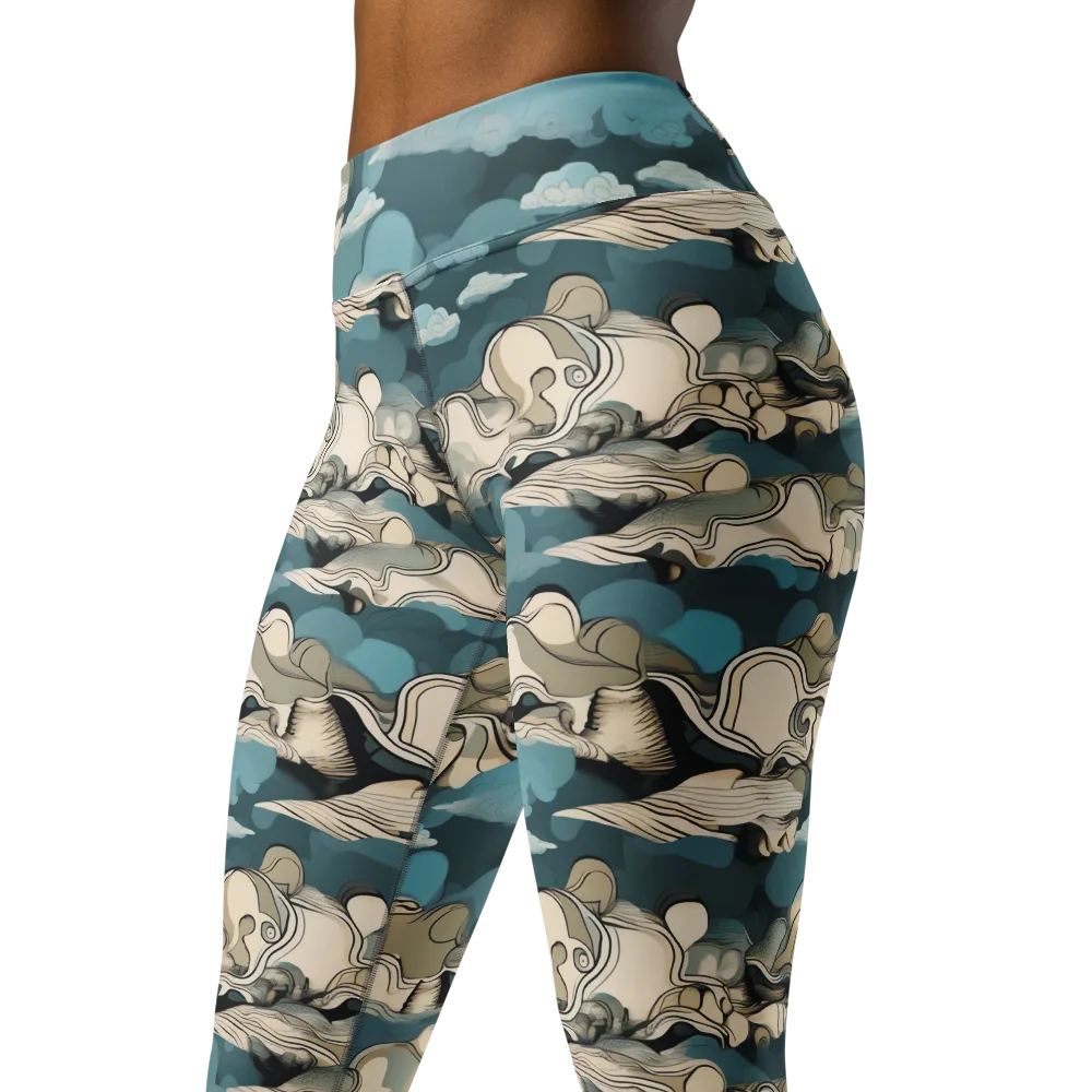 Cloudline Current on Yoga Leggings — Left Front