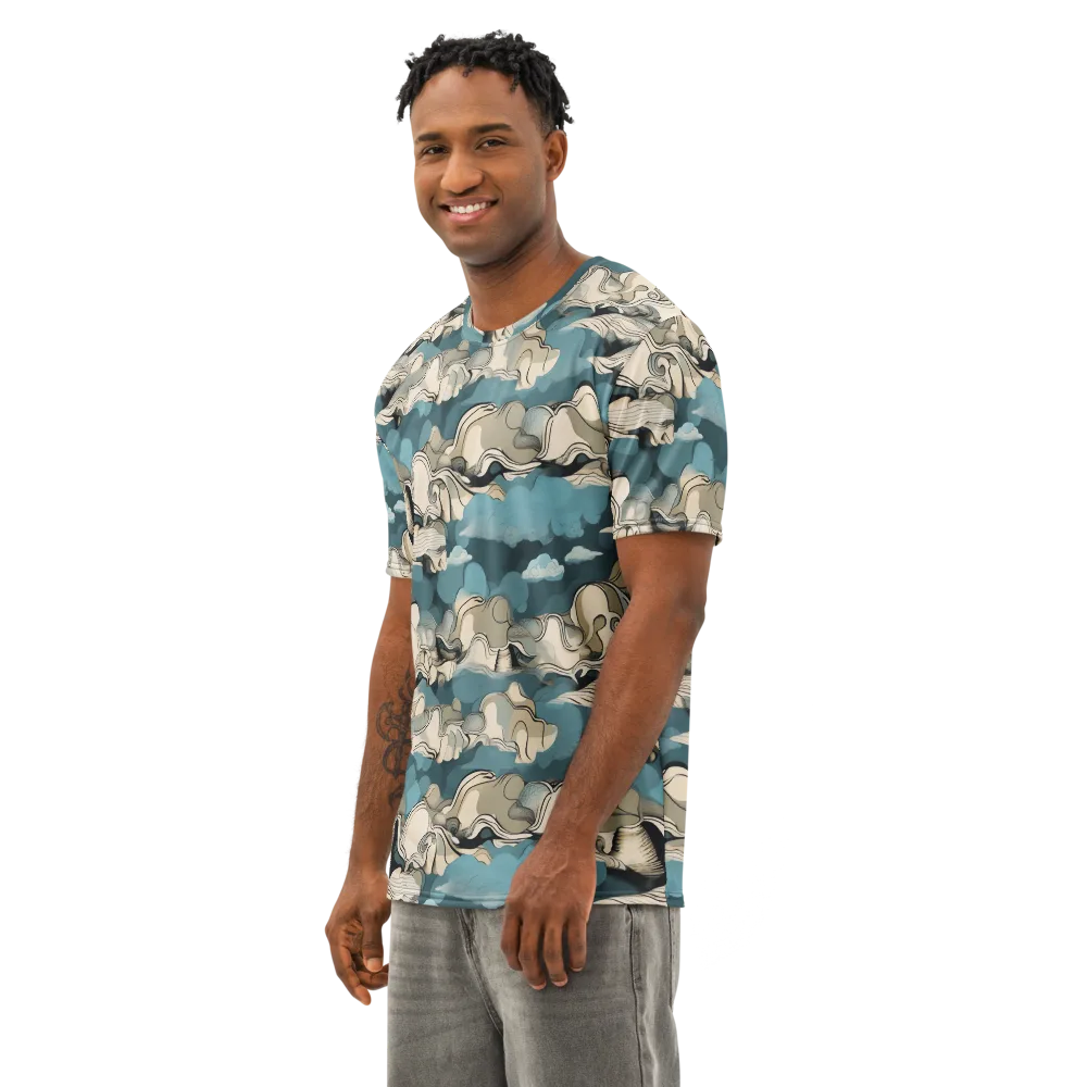 Cloudline Current on Men's Cotton Crew Neck T-Shirt — Left Front
