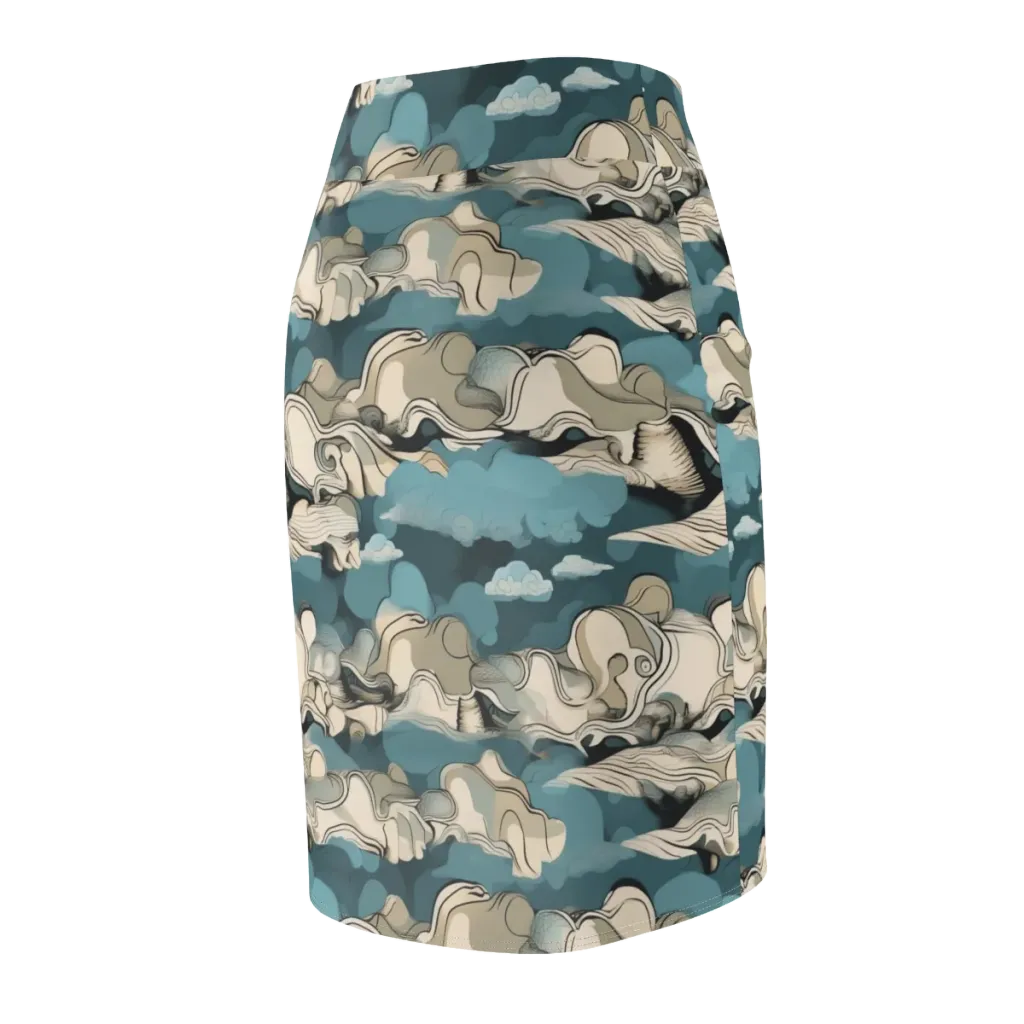 Cloudline Current on Pencil Skirt — Back Side
