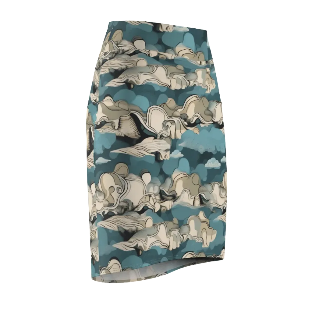 Cloudline Current on Pencil Skirt — Front Side