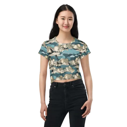 Cloudline Current on a Crop Tee