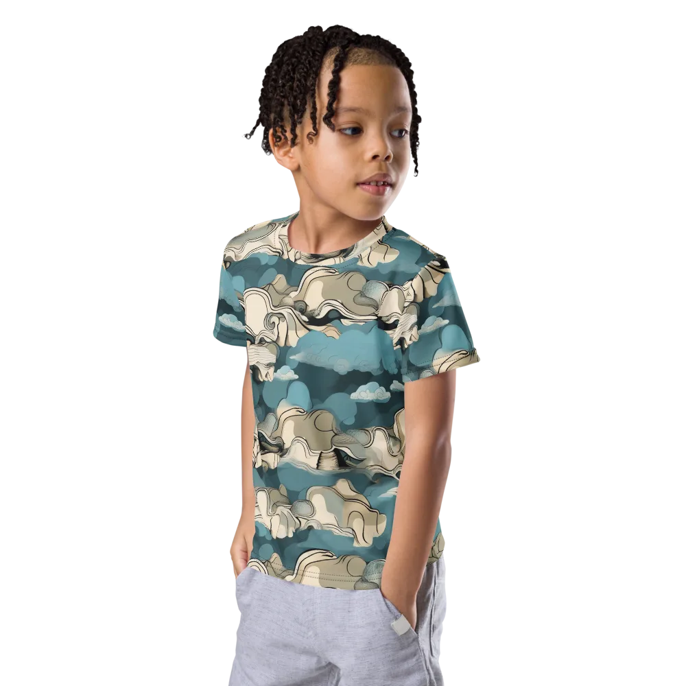 Cloudline Current on Kids Crew Neck T-Shirt — Left Front