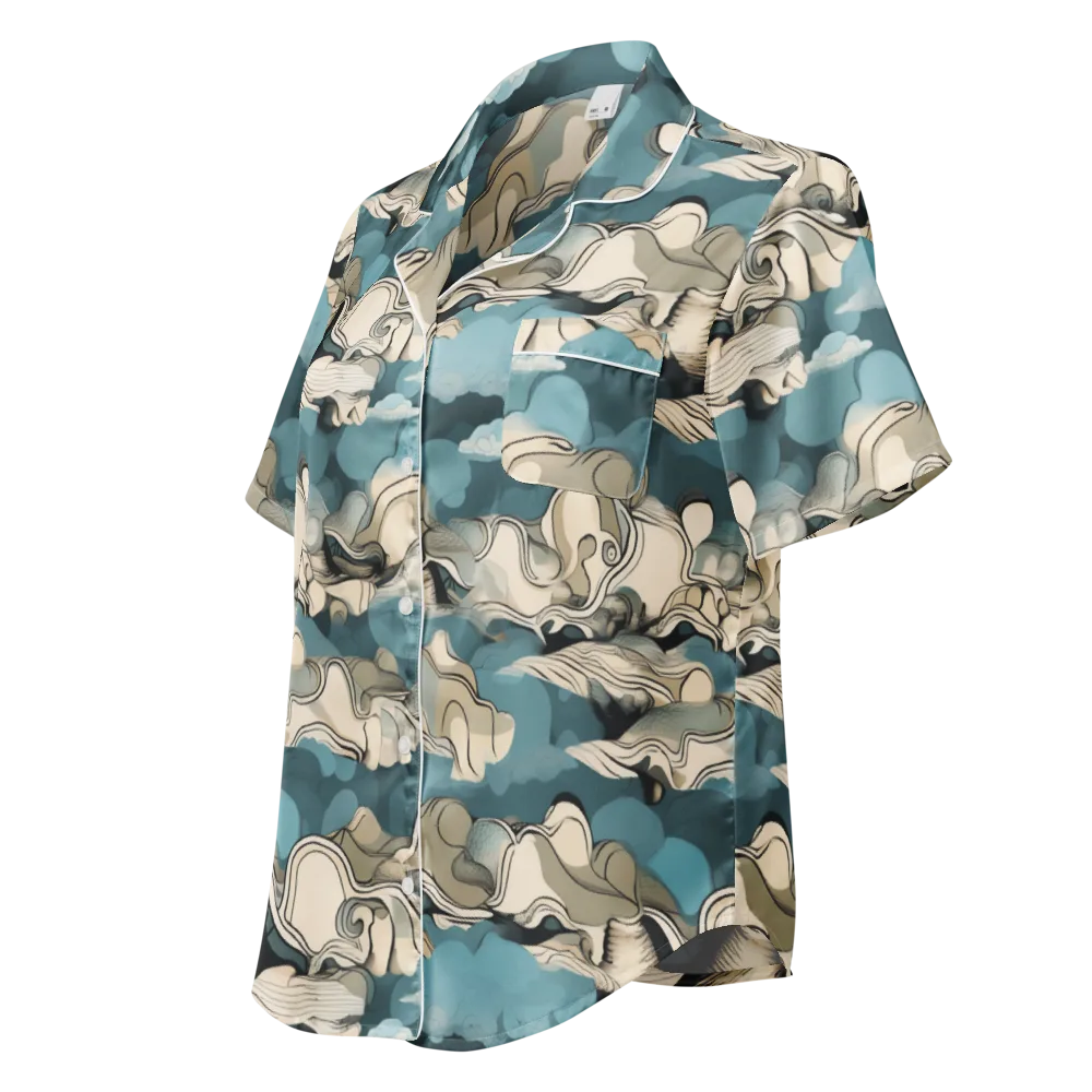 Cloudline Current on Women's Short Sleeve Pajama Top — Left Front