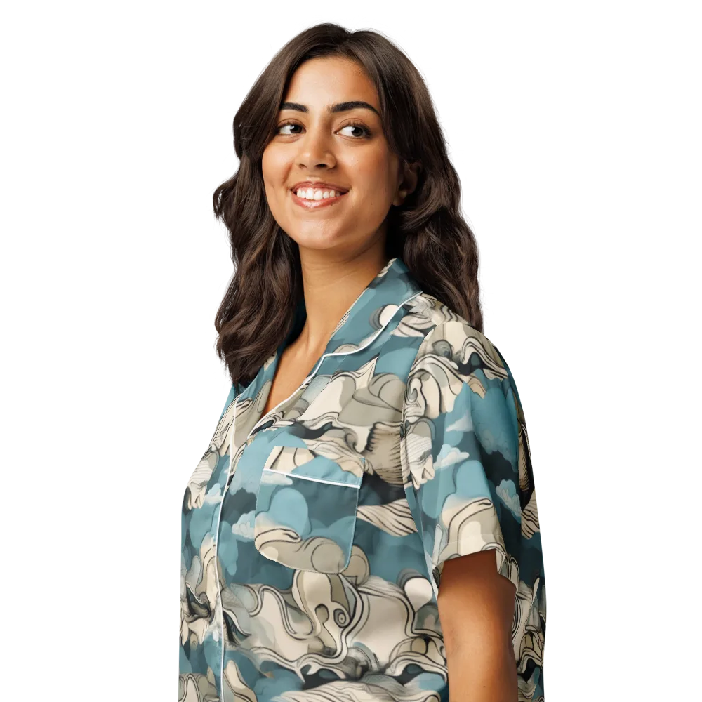 Cloudline Current on Women's Short Sleeve Pajama Top — Left Front