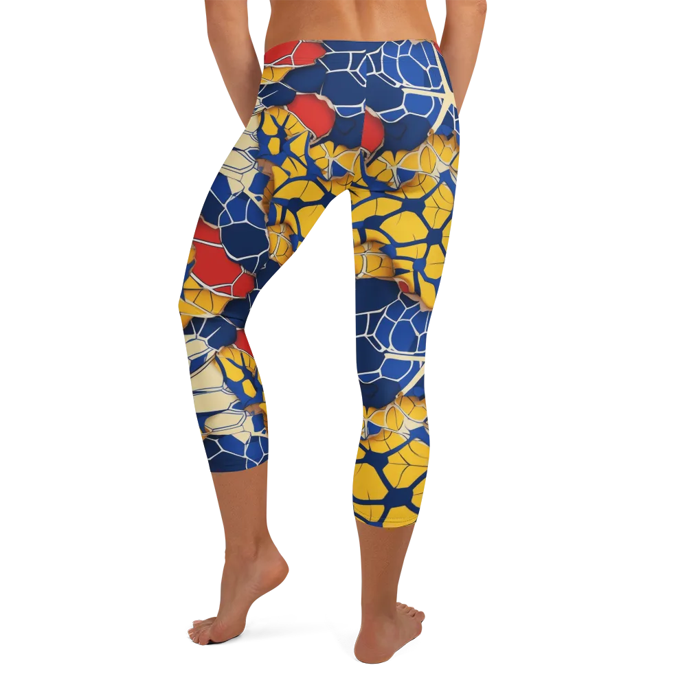 Cobalt Cellwork on Capri Leggings — Back